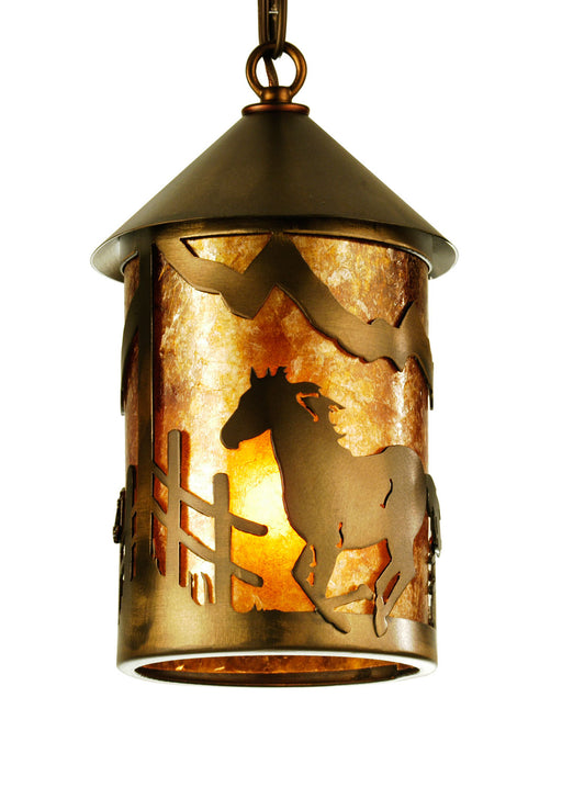 Meyda Tiffany - 51060 - One Light Mini Pendant - Running Horse - Antique Copper