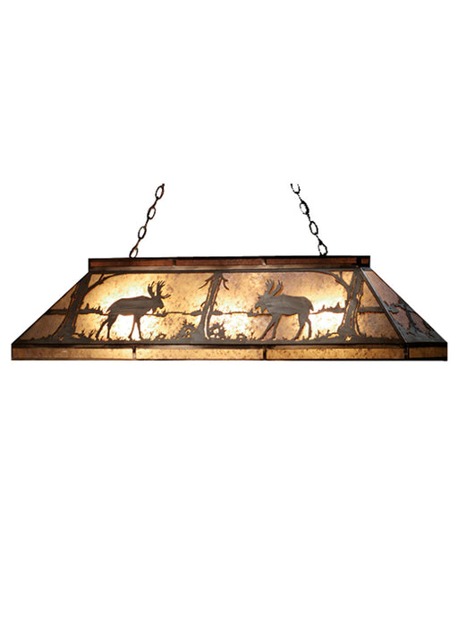 Meyda Tiffany - 65107 - Nine Light Oblong Pendant - Moose At Lake - Antique Copper