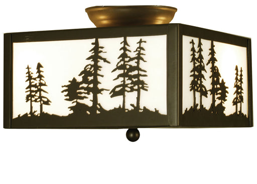 Meyda Tiffany - 67341 - Two Light Flushmount - Tall Pines - Timeless Bronze