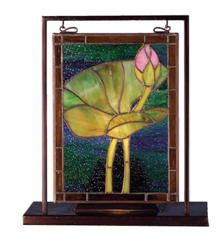 Meyda Tiffany - 68353 - Mini Tabletop Window - Tiffany Pond Lily - Rust,Wrought Iron