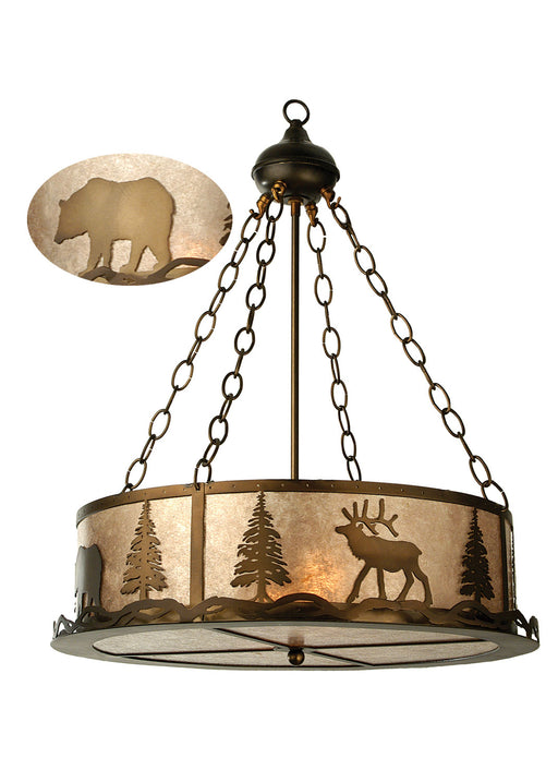 Meyda Tiffany - 70718 - Four Light Inverted Pendant - Wildlife At Dusk - Antique Copper
