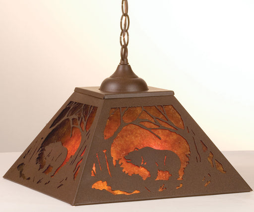 Meyda Tiffany - 74003 - Two Light Pendant - Grizzly Bear At Dawn - Cafe Noir/Amber Mica