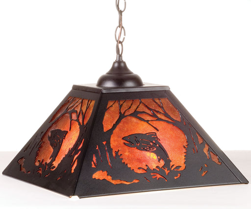 Meyda Tiffany - 74031 - Two Light Pendant - Leaping Trout - Black/Amber Mica