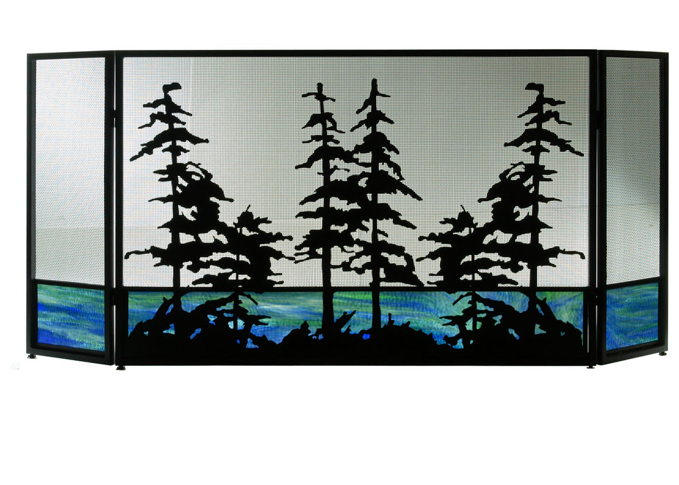 Meyda Tiffany - 81106 - Fireplace Screen - Tall Pines - Black Mesh/Eb Glass