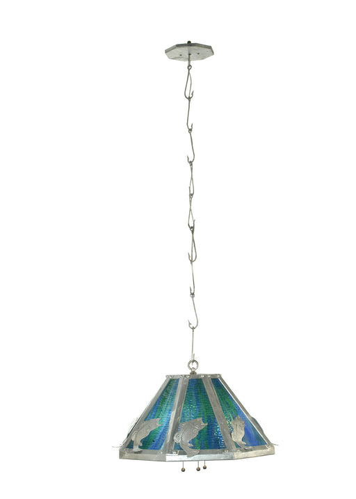 Meyda Tiffany - 81111 - Three Light Pendant - Leaping Bass - Galvinized