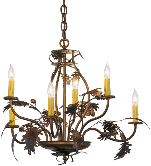 Meyda Tiffany - 81244 - Six Light Chandelier - Oak Leaf & Acorn - Antique Copper