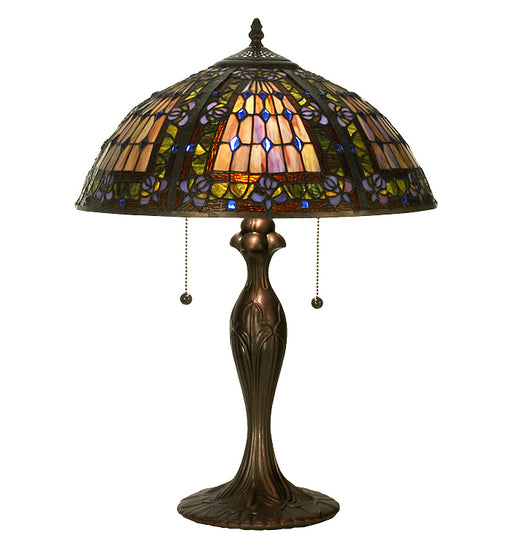 Meyda Tiffany - 81447 - One Light Table Lamp - Fleur-De-Lis - Green/Blue Lt Blue Xag Blue