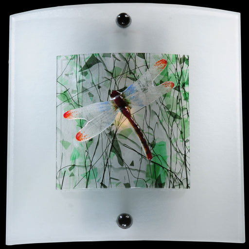 Meyda Tiffany - 98784 - One Light Wall Sconce - Metro Fusion - Clear/Green Confetti/Dragonfly