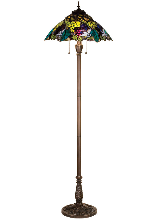 Meyda Tiffany - 99339 - Three Light Floor Lamp - Spiral Grape - Antique