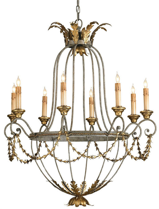 Currey and Company - 9948 - Eight Light Chandelier - Elegance - Etruscan/Gold Leaf