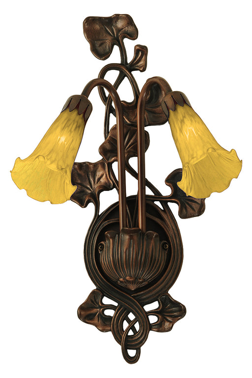 Meyda Tiffany - 16608 - Two Light Wall Sconce - Amber Pond Lily - Craftsman Brown