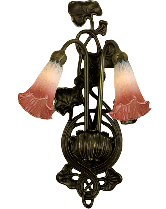 Meyda Tiffany - 17616 - Two Light Wall Sconce - Pink/White Pond Lily - Bronze