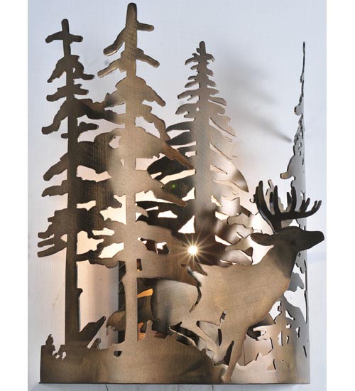 Meyda Tiffany - 49253 - One Light Wall Sconce - Deer Through The Trees - Antique Copper