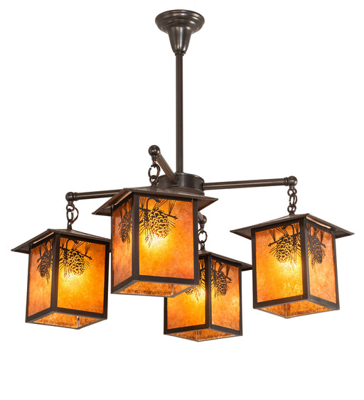 Meyda Tiffany - 61071 - Four Light Chandelier - Seneca - Craftsman Brown