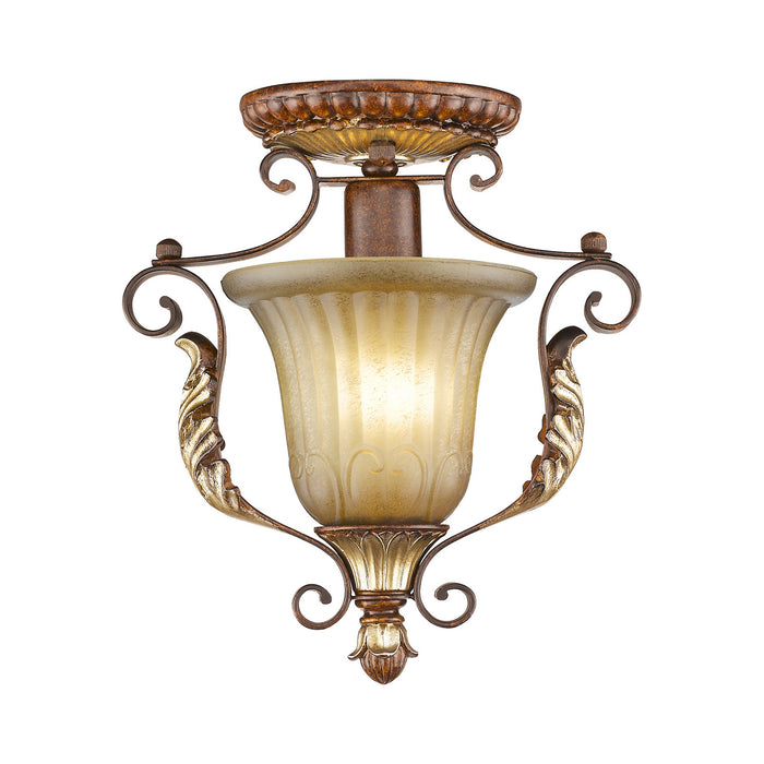 Livex Lighting - 8578-63 - One Light Ceiling Mount - Villa Verona - Verona Bronze w/ Aged Gold Leaf Accents