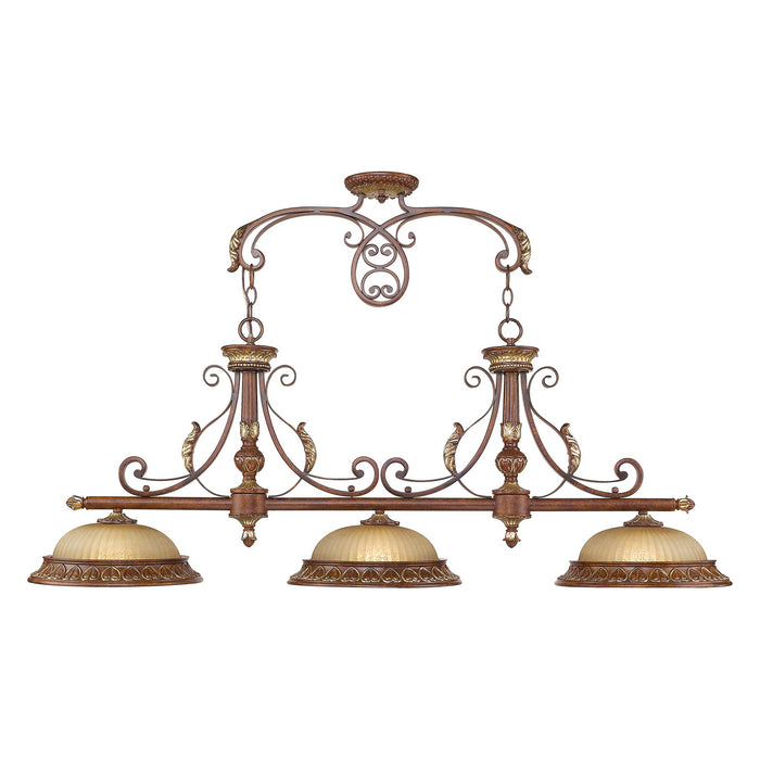 Livex Lighting - 8584-63 - Three Light Island Pendant - Villa Verona - Verona Bronze w/ Aged Gold Leaf Accents