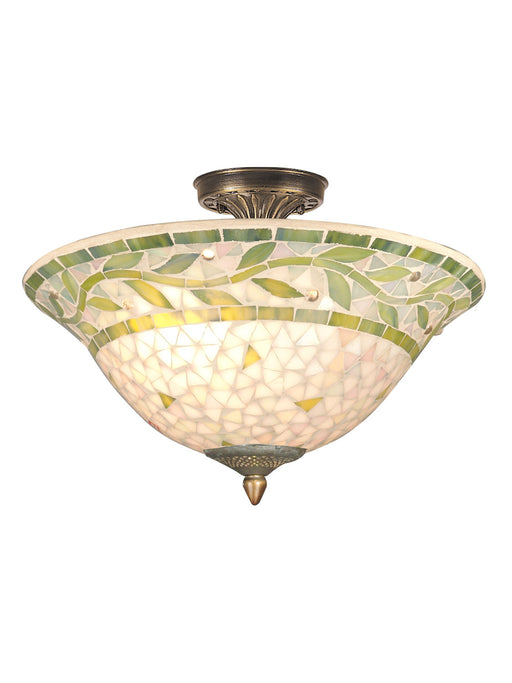 Dale Tiffany - TH70655 - Three Light Flush Mount - Mosaic - Antique Brass