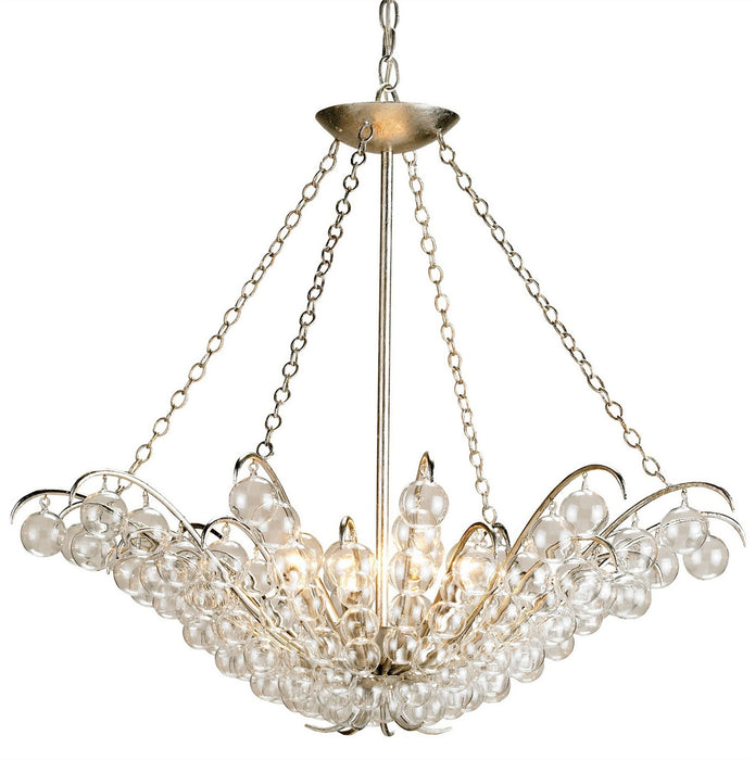 Currey and Company - 9000 - Four Light Chandelier - Quantum - Silver Leaf