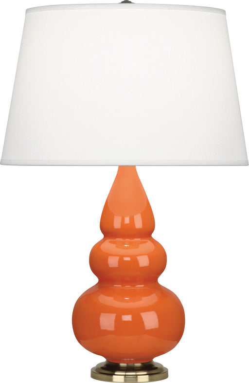 Robert Abbey - 242X - One Light Accent Lamp - Small Triple Gourd - Pumpkin Glazed Ceramic w/ Antique Natural Brassed
