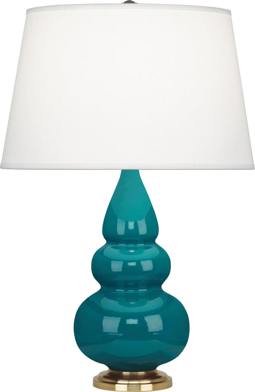 Robert Abbey - 253X - One Light Accent Lamp - Small Triple Gourd - Peacock Glazed Ceramic w/ Antique Natural Brassed