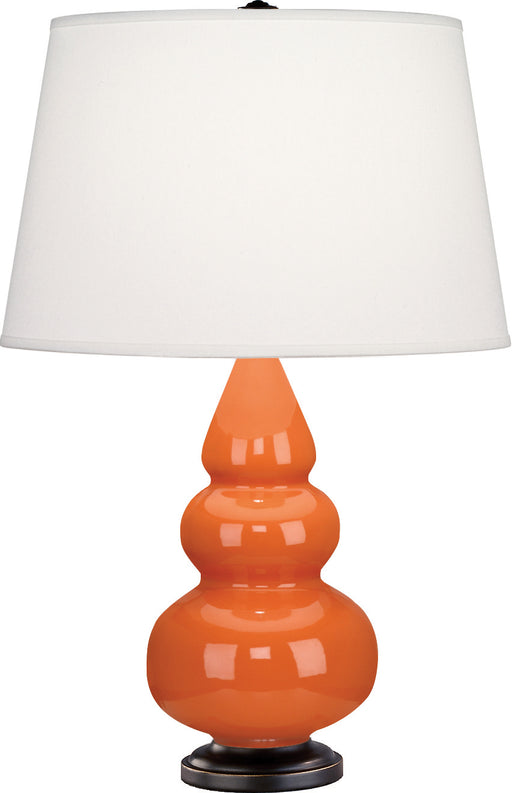 Robert Abbey - 262X - One Light Accent Lamp - Small Triple Gourd - Pumpkin Glazed Ceramic w/ Deep Patina Bronzeed