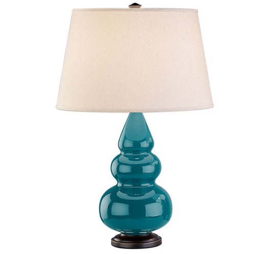 Robert Abbey - 273X - One Light Accent Lamp - Small Triple Gourd - Peacock Glazed Ceramic w/ Deep Patina Bronzeed