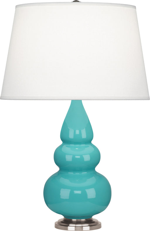 Robert Abbey - 292X - One Light Accent Lamp - Small Triple Gourd - Egg Blue Glazed Ceramic w/ Antique Silvered