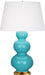 Robert Abbey - 322X - One Light Table Lamp - Triple Gourd - Egg Blue Glazed Ceramic w/ Antique Natural Brassed