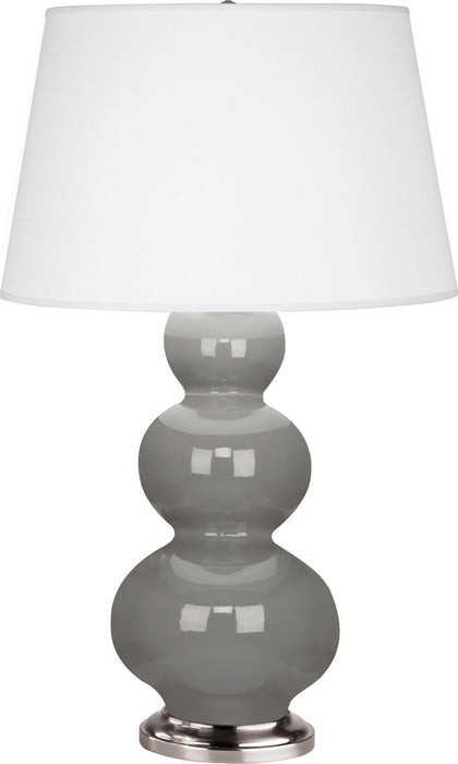 Robert Abbey - 359X - One Light Table Lamp - Triple Gourd - Smokey Taupe Glazed Ceramic w/ Antique Silvered