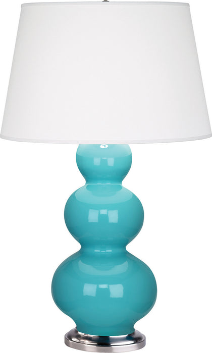 Robert Abbey - 362X - One Light Table Lamp - Triple Gourd - Egg Blue Glazed Ceramic w/ Antique Silvered