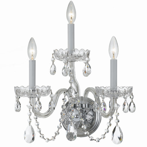 Crystorama - 1033-CH-CL-MWP - Three Light Wall Mount - Traditional Crystal - Polished Chrome