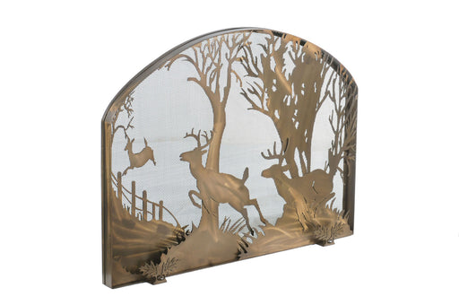 Meyda Tiffany - 107759 - Fireplace Screen - Deer On The Loose - Antique Copper