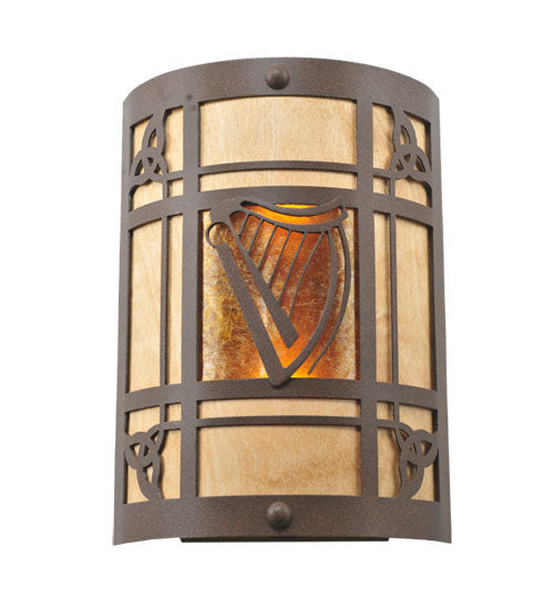 Meyda Tiffany - 108827 - Two Light Wall Sconce - Celtic Harp - Natural Wood,Cafe-Noir