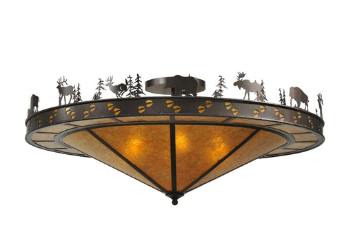 Meyda Tiffany - 110338 - Six Light Flushmount - Wildlife - Mahogany Bronze