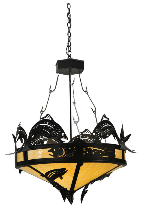 Meyda Tiffany - 110367 - Four Light Inverted Pendant - Catch Of The Day - Steel