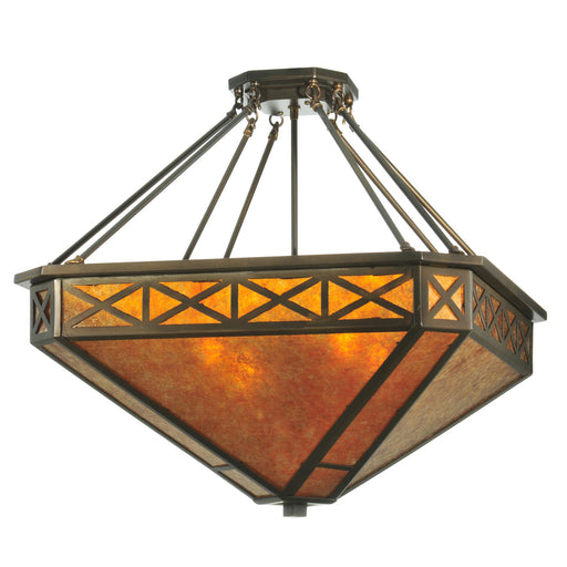 Meyda Tiffany - 110803 - Four Light Inverted Pendant - Saltire Craftsman - Antique Copper