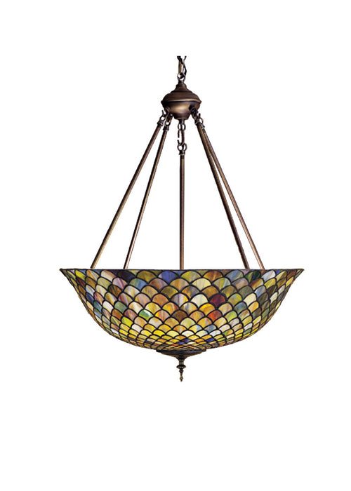 Meyda Tiffany - 111082 - Three Light Inverted Pendant - Fishscale - Craftsman Brown