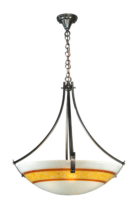 Meyda Tiffany - 111186 - Four Light Inverted Pendant - Metro Fusion - Craftsman Brown