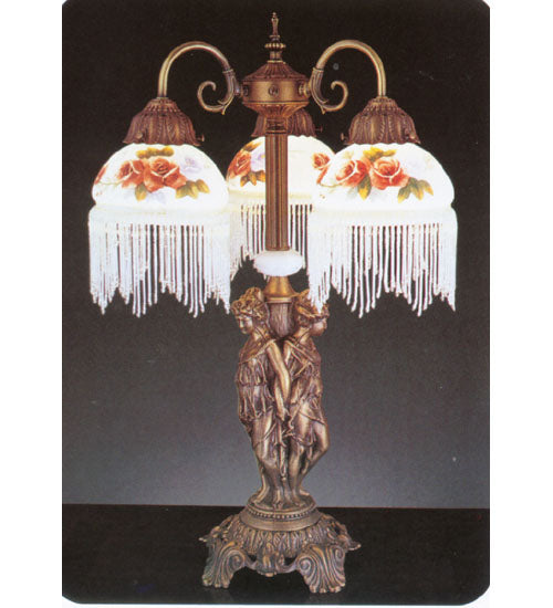 Meyda Tiffany - 27085 - Three Light Accent Lamp - Rose Bouquet - Craftsman Brown