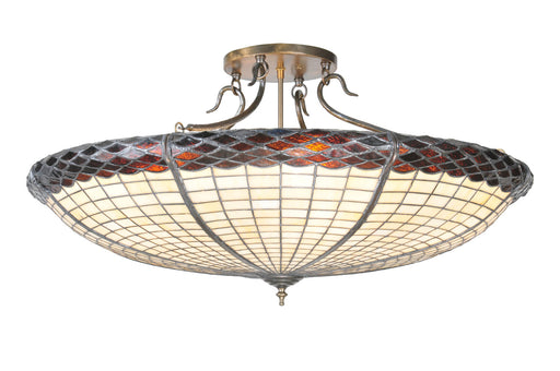 Meyda Tiffany - 38484 - Six Light Semi-Flushmount - Greenbriar Oak - Antique Copper