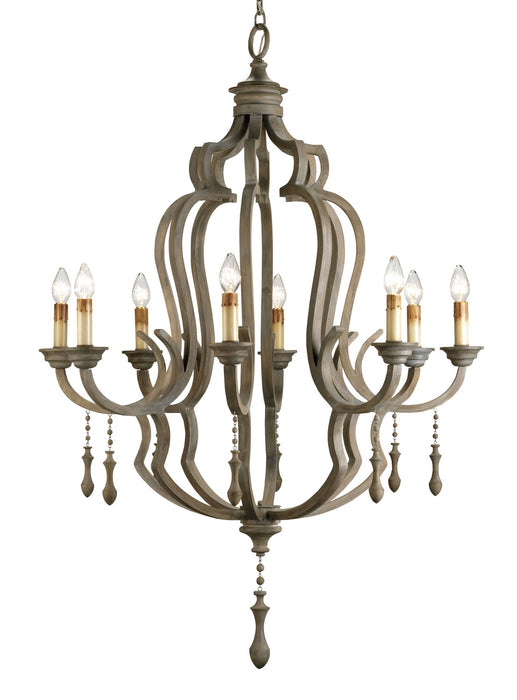 Currey and Company - 9010 - Eight Light Chandelier - Waterloo - Washed Gray