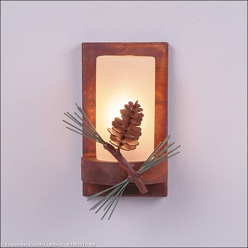 Avalanche Ranch - A14920TS-04 - Sconces - Single Glass - Wisley-Pine Cone - Pine Green/Rust Patina