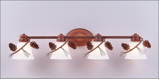 Avalanche Ranch - A38820AR-04 - Bathroom Fixtures - Four Lights - Sienna-Pine Cone - Pine Green/Rust Patina