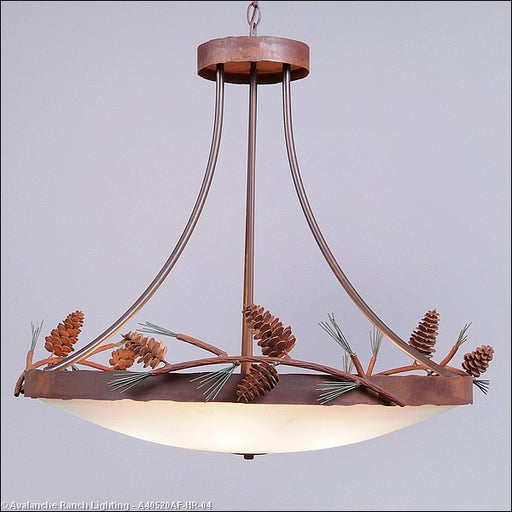 Avalanche Ranch - A40520AF-HR-04 - Pendants - Bowl Style - Crestline-Pine Cone - Pine Green/Rust Patina