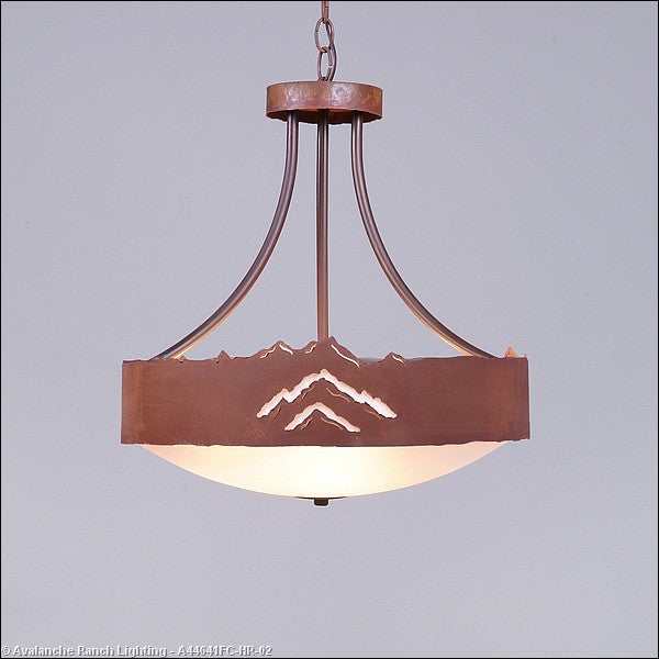 Avalanche Ranch - A44641FC-HR-02 - Pendants - Bowl Style - Ridgemont-Mountain Cutout - Rust Patina