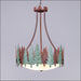 Avalanche Ranch - A44842FC-HR-04 - Pendants - Bowl Style - Crestline-Pine Tree - Pine Green/Rust Patina