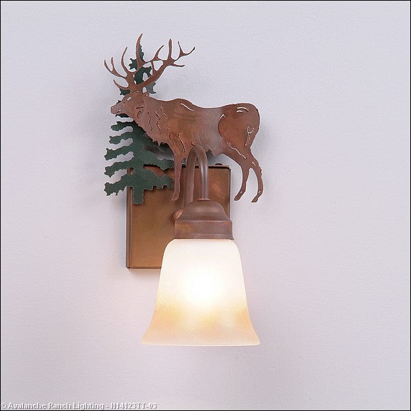 Avalanche Ranch - H14123TT-03 - Sconces - Single Glass - Wasatch-Valley Elk Cedar Green/Rust Patina - Cedar Green/Rust Patina