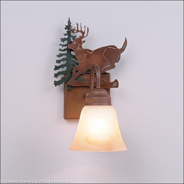 Avalanche Ranch - H14130AS-03 - Sconces - Single Glass - Wasatch-Mountain Deer Cedar Green/Rust Patina - Cedar Green/Rust Patina