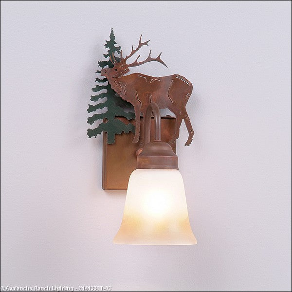 Avalanche Ranch - H14133TT-03 - Sconces - Single Glass - Wasatch-Mountain Elk Cedar Green/Rust Patina - Cedar Green/Rust Patina