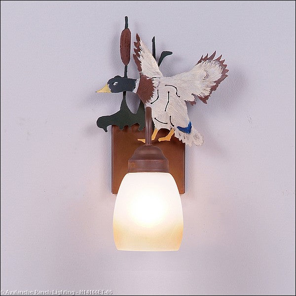 Avalanche Ranch - H14166ET-06 - Sconces - Single Glass - Wasatch-Mallard Duck - Waterfowl/Rust Patina